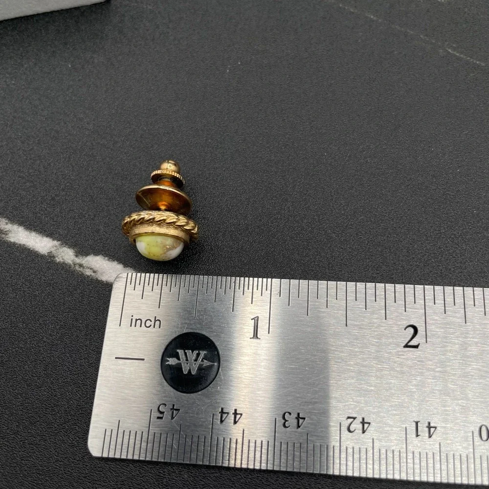 Vintage Gold-Tone Round Tie Tack Pin Yellowish-White Stone Classic jewellery